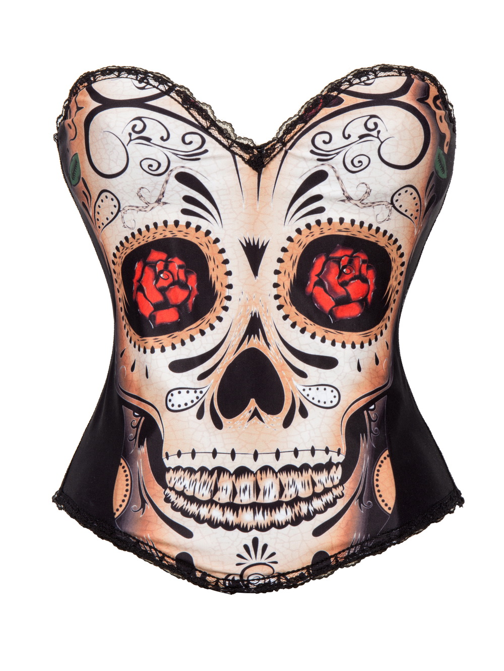 F66370   Sexy Black Skull Day of The Dead Halloween Costume Corset